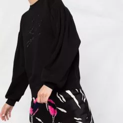 Karl Lagerfeld logo-studded puff-sleeved sweatshirt