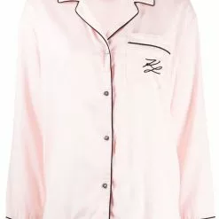 Karl Lagerfeld logo-embroidered pajama shirt