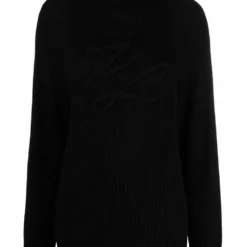 Karl Lagerfeld appliqué-logo intarsia-knit jumper