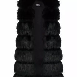 Karl Lagerfeld stripe-pattern faux fur gilet