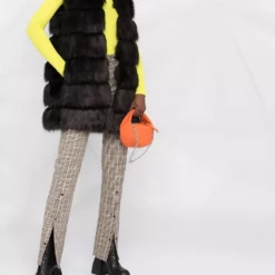 Karl Lagerfeld stripe-pattern faux fur gilet