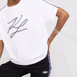 Karl Lagerfeld pipe-detail logo T-shirt