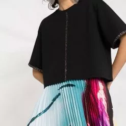 Karl Lagerfeld sequin-embellished tape T-shirt