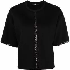 Karl Lagerfeld sequin-embellished tape T-shirt