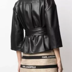 Karl Lagerfeld faux-leather shirt jacket