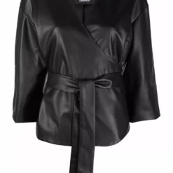 Karl Lagerfeld faux-leather shirt jacket