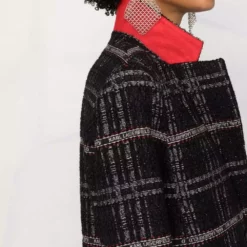 Karl Lagerfeld logo-check tailored coat