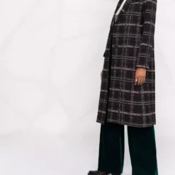 Karl Lagerfeld logo-check tailored coat