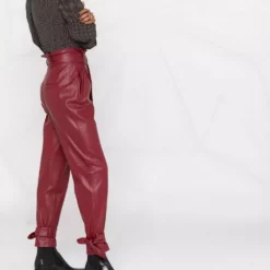 Karl Lagerfeld belted faux-leather trousers