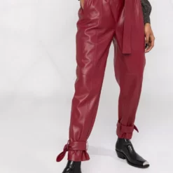 Karl Lagerfeld belted faux-leather trousers