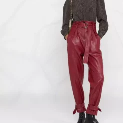Karl Lagerfeld belted faux-leather trousers