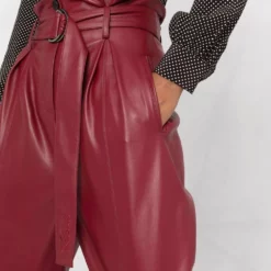 Karl Lagerfeld belted faux-leather trousers