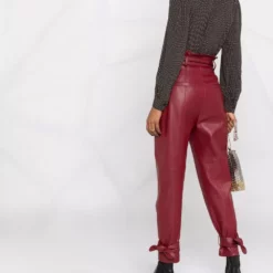 Karl Lagerfeld belted faux-leather trousers