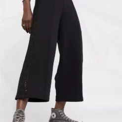 Karl Lagerfeld bouclé-stripe cropped trousers