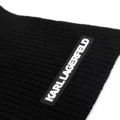 Karl Lagerfeld logo-plaque knitted scarf