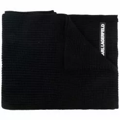 Karl Lagerfeld logo-plaque knitted scarf