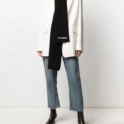 Karl Lagerfeld logo-plaque knitted scarf