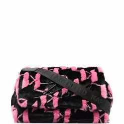 Karl Lagerfeld monogram faux-fur crossbody bag