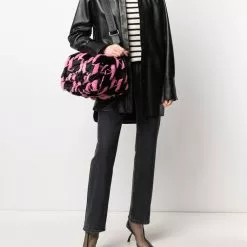 Karl Lagerfeld monogram faux-fur crossbody bag