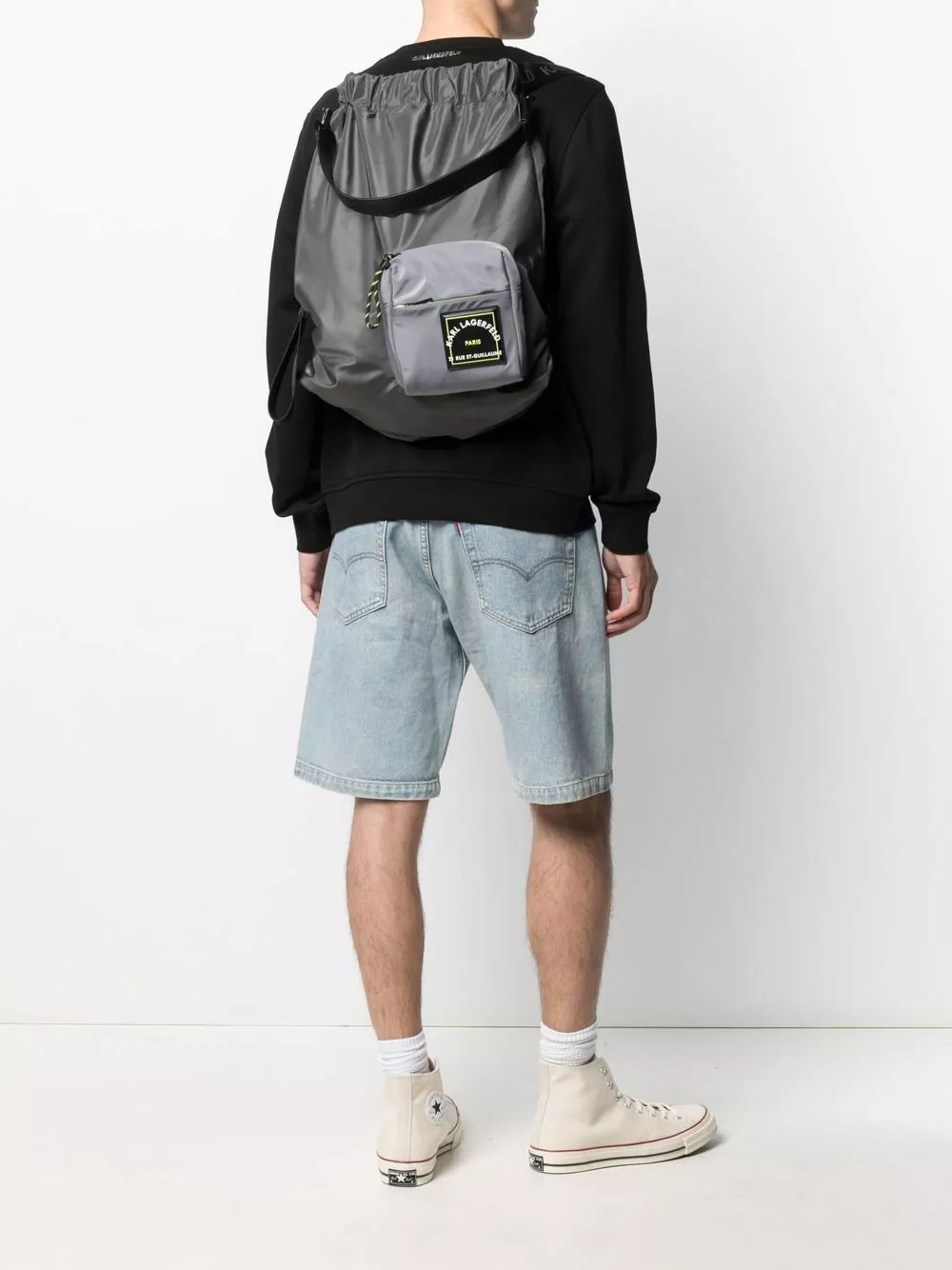 Karl Lagerfeld logo-pocket drawstring backpack