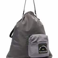 Karl Lagerfeld logo-pocket drawstring backpack