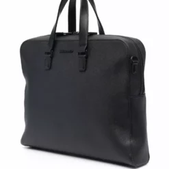 Karl Lagerfeld Saffiano logo-print briefcase
