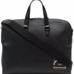 Karl Lagerfeld Saffiano logo-print briefcase