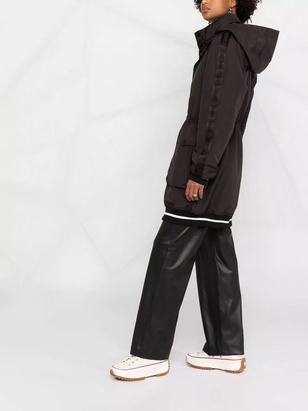 Karl Lagerfeld logo-tape hooded parka