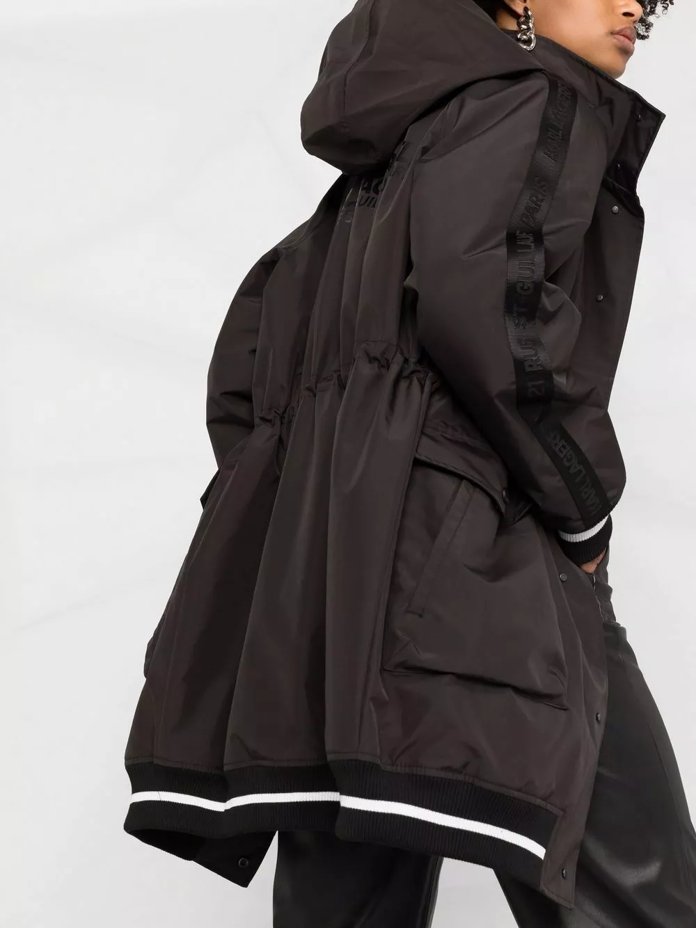 Karl Lagerfeld logo-tape hooded parka