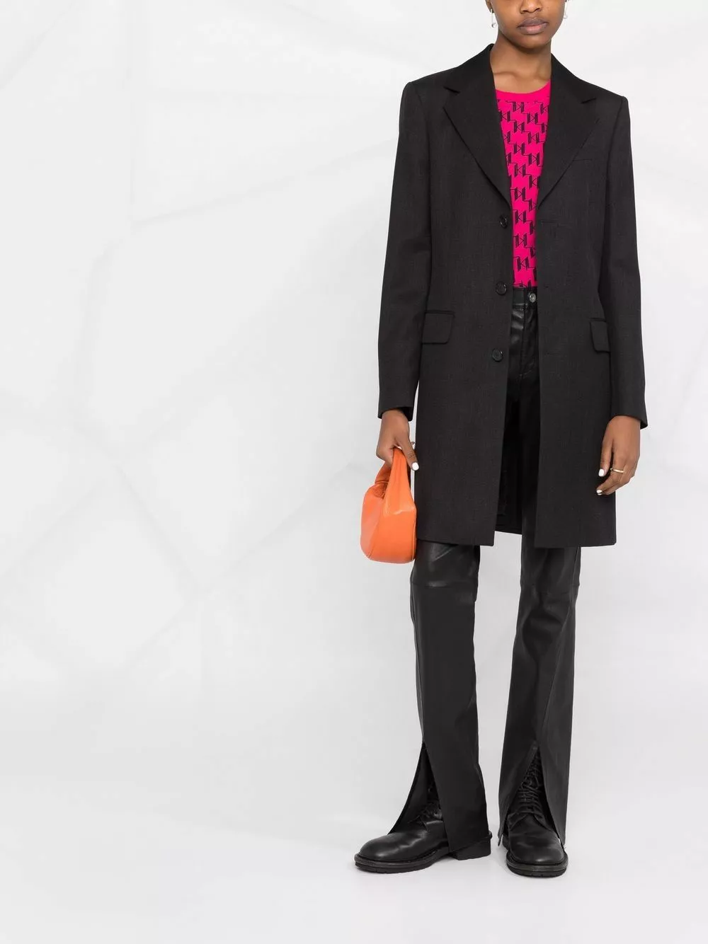 Karl Lagerfeld patch-detail single-breasted coat