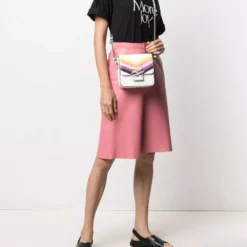 Karl Lagerfeld autograph chevron-stripe satchel