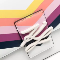 Karl Lagerfeld autograph chevron-stripe satchel