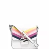Karl Lagerfeld autograph chevron-stripe satchel