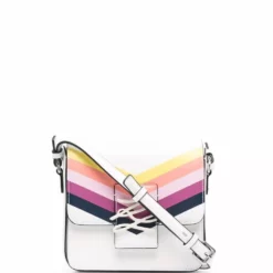 Karl Lagerfeld autograph chevron-stripe satchel