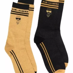 Karl Lagerfeld K/Ikonik stripe-trim logo socks (set of two)