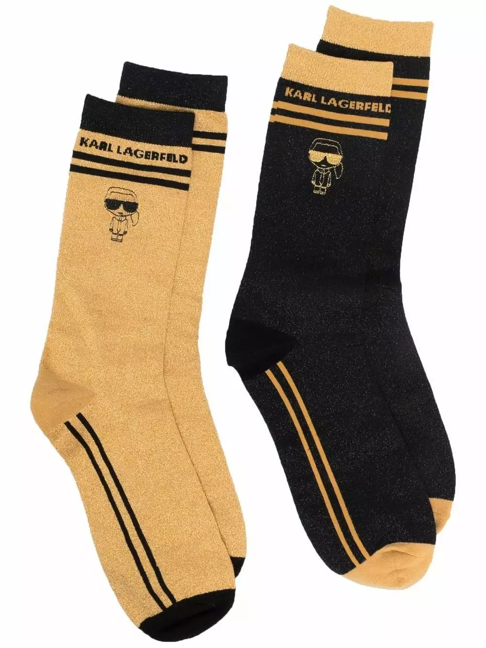 Karl Lagerfeld K/Ikonik stripe-trim logo socks (set of two)