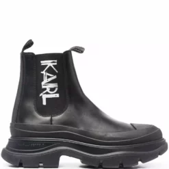 Karl Lagerfeld side logo-print boots