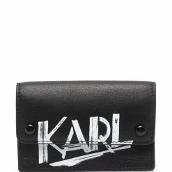 Karl Lagerfeld logo-print leather wallet