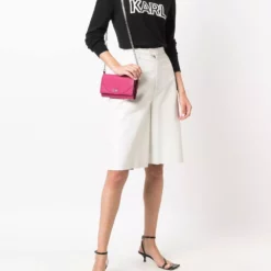 Karl Lagerfeld Stone Wallet On Chain pebbled crossbody bag