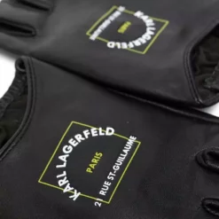 Karl Lagerfeld Patch logo-print leather gloves