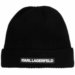 Karl Lagerfeld Essential logo wool beanie