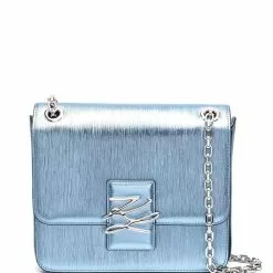 Karl Lagerfeld autograph metallic-leather shoulder bag