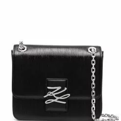 Karl Lagerfeld autograph leather shoulder bag