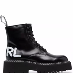 Karl Lagerfeld logo-print lace-up boots