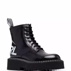 Karl Lagerfeld logo-print lace-up boots