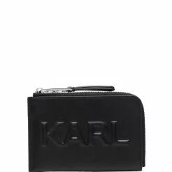 Karl Lagerfeld embossed-logo zip-up wallet