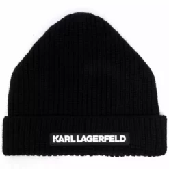 Karl Lagerfeld logo-print knitted beanie