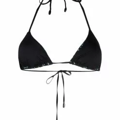 Karl Lagerfeld iridescent logo triangle bikini top