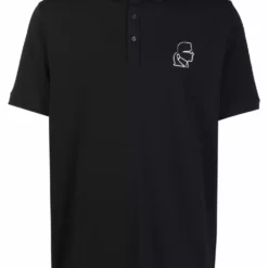Karl Lagerfeld embroidered piqué polo shirt