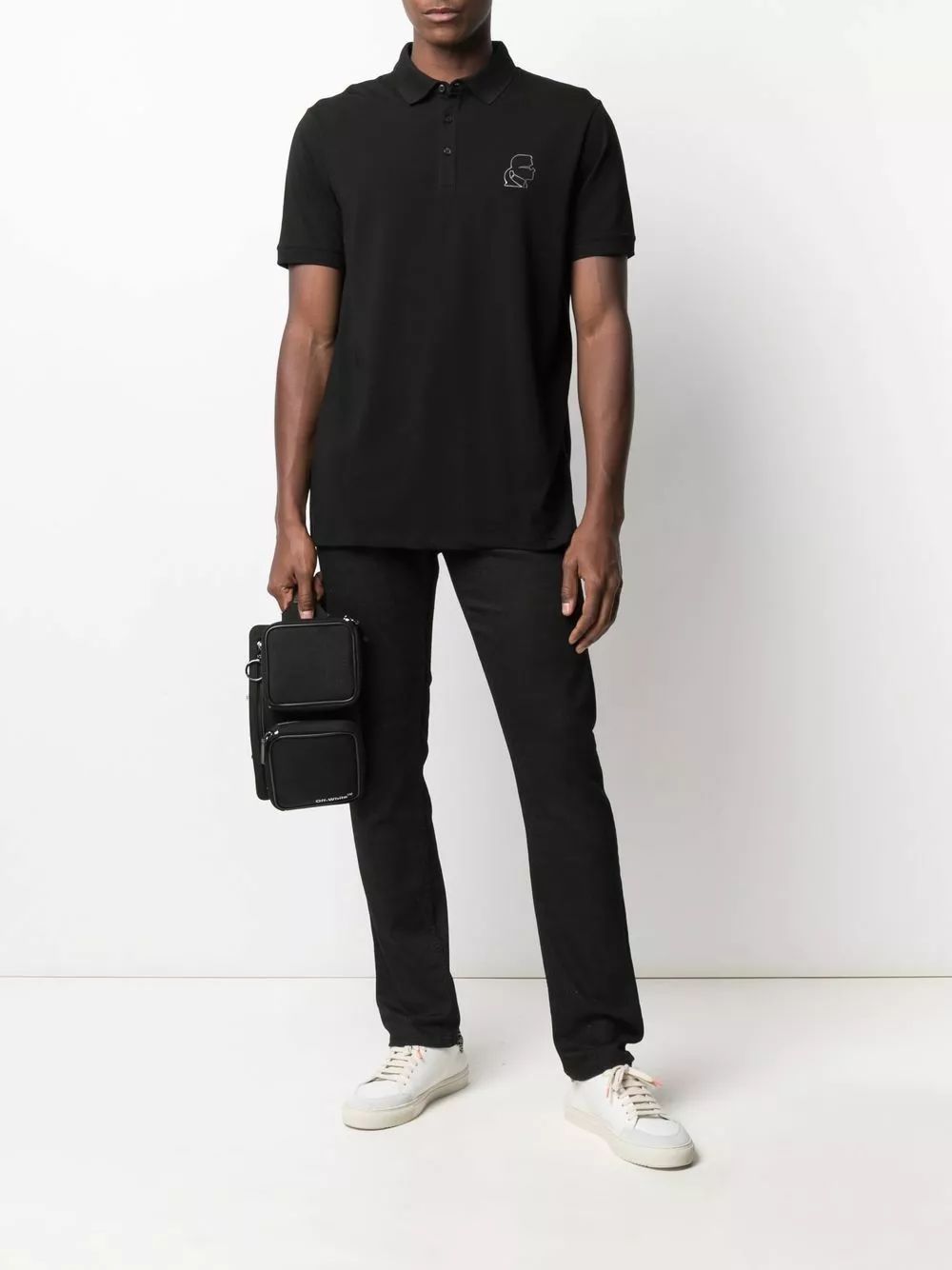 Karl Lagerfeld embroidered piqué polo shirt